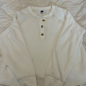 Old Navy waffle knit white long sleeve top